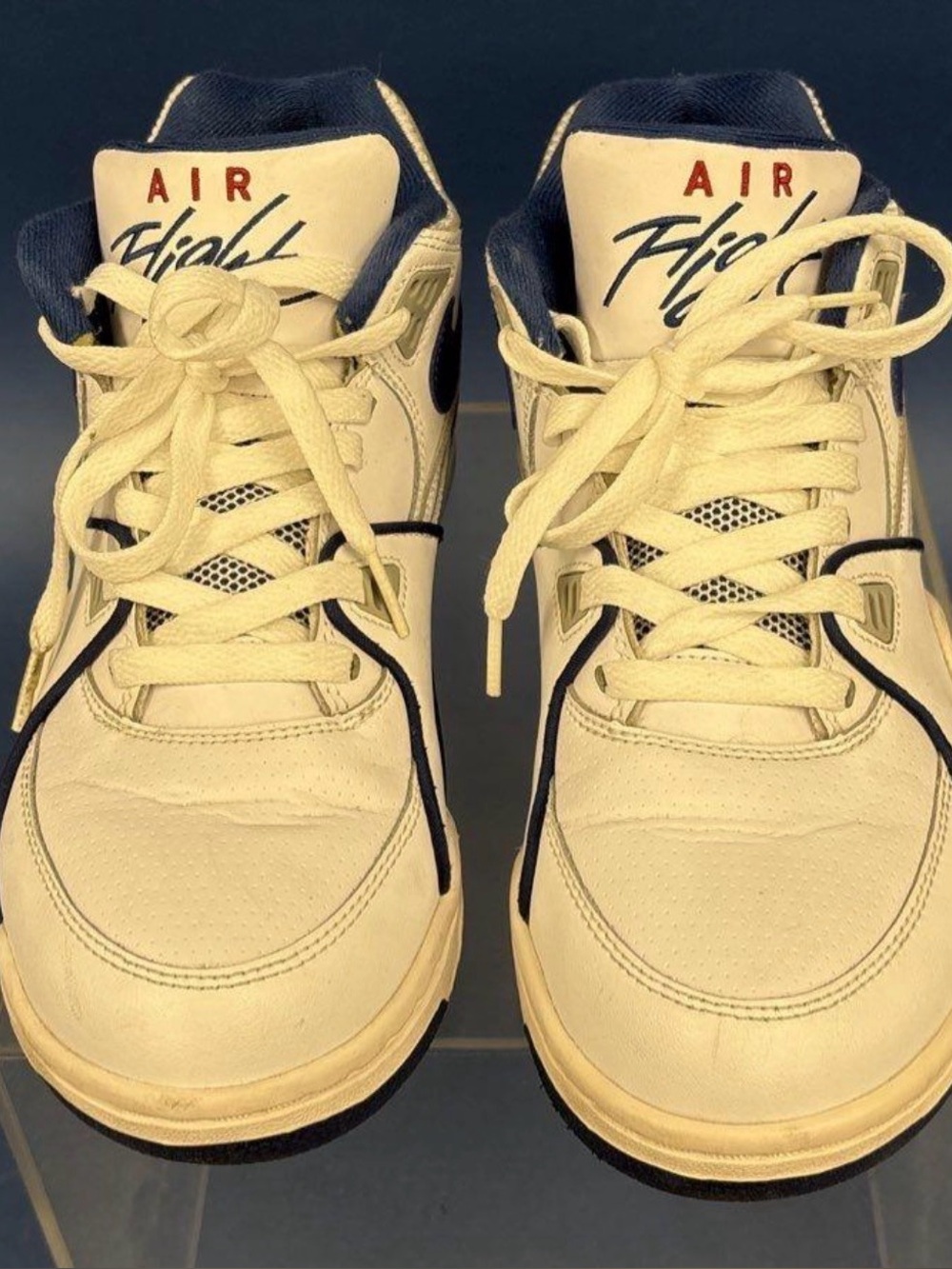 Nike 7Y Cream and Navy Air Flight Sneakers